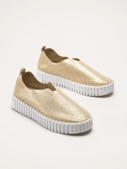 Ilse Jacobsen - Tulip3577 - Guldiga slip on skor