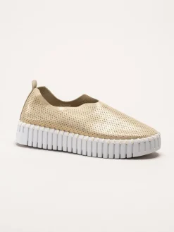 Ilse Jacobsen - Tulip3577 - Guldiga slip on skor