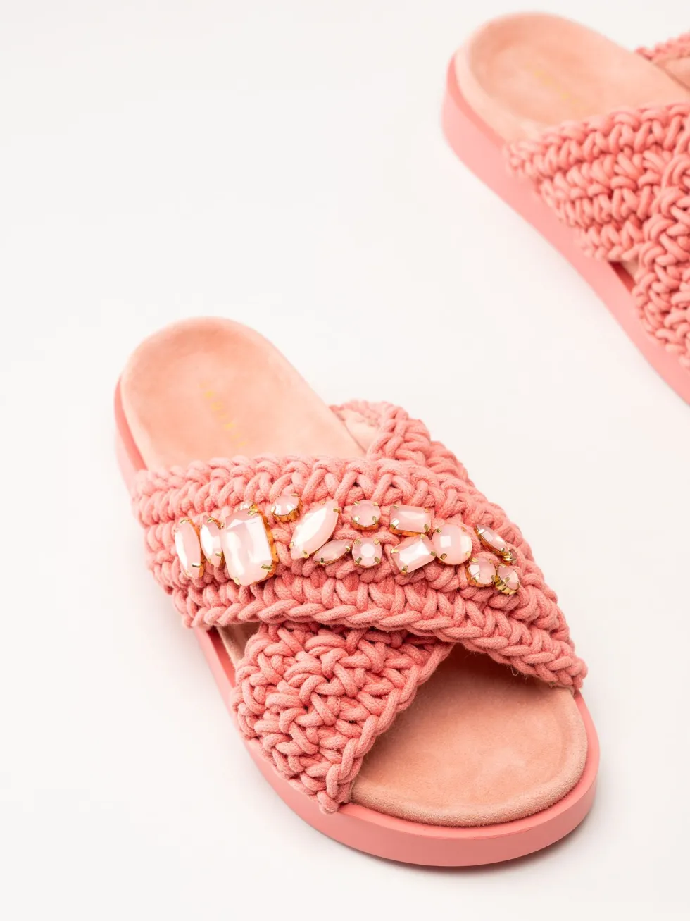 Inuikii - Woven Stones - Rosa slip in sandaler i virkad textil