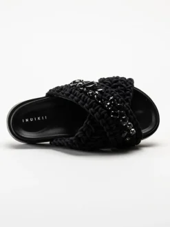 Inuikii - Woven Stones - Svarta slip in sandaler i virkad textil