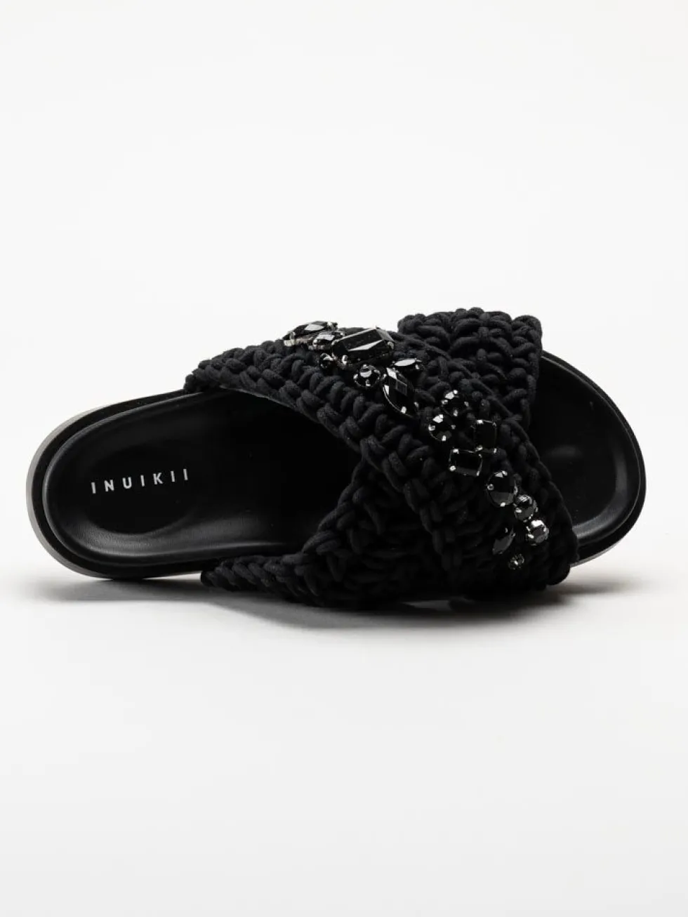 Inuikii - Woven Stones - Svarta slip in sandaler i virkad textil