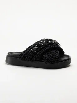 Inuikii - Woven Stones - Svarta slip in sandaler i virkad textil