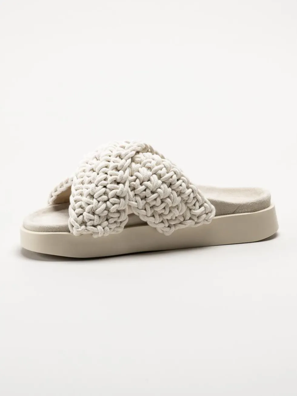 Inuikii - Woven - Vita slip in sandaler i virkad textil