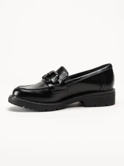Jana - Svarta loafers i skinnimitation