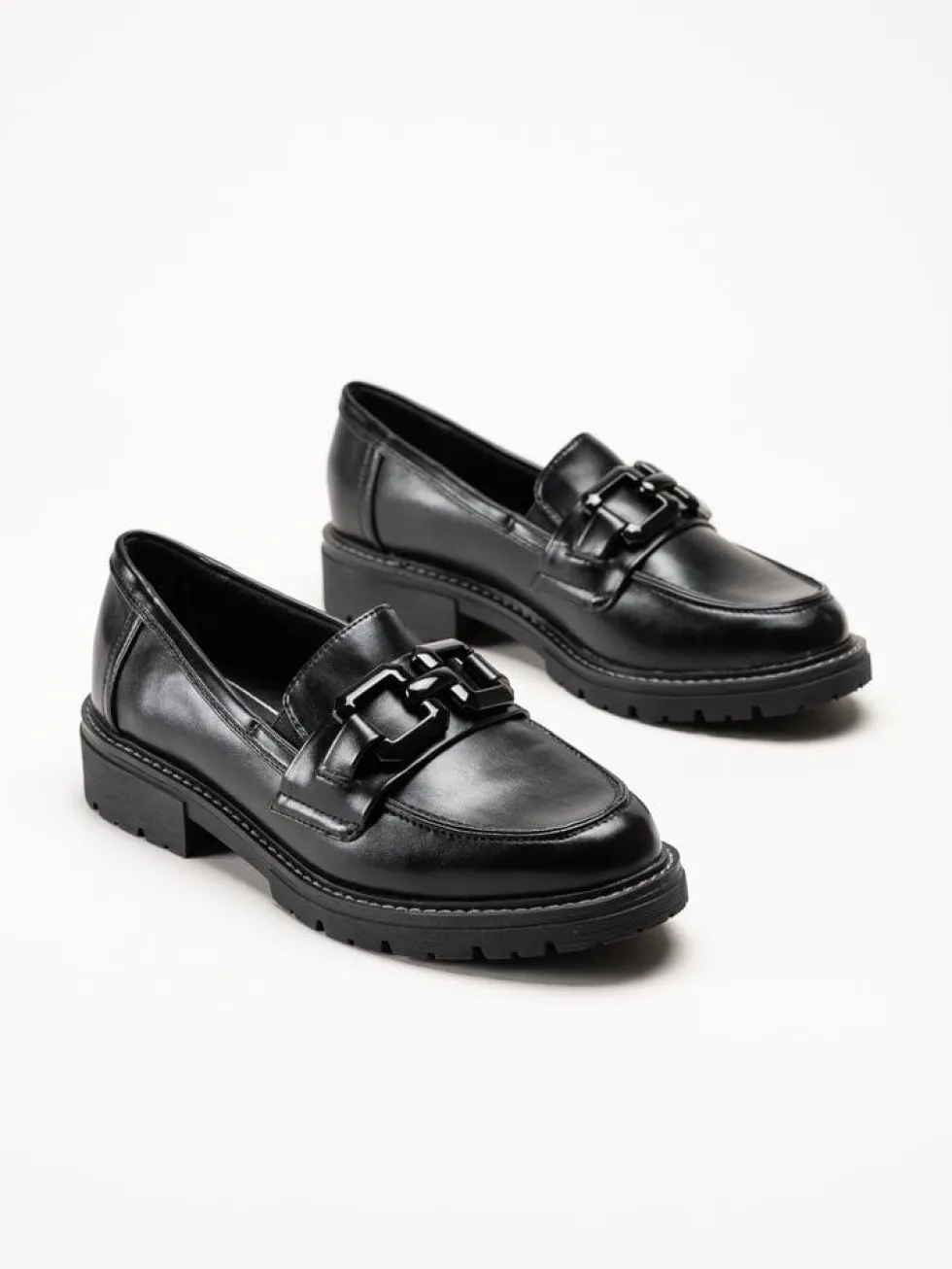 Jana - Svarta loafers i skinnimitation