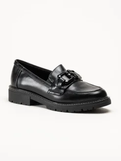 Jana - Svarta loafers i skinnimitation