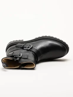 Johnny Bulls - Svarta bikerboots i skinn