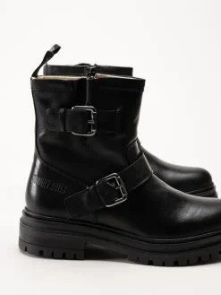 Johnny Bulls - Svarta bikerboots i skinn