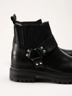 Johnny Bulls - Svarta bikerboots i skinn