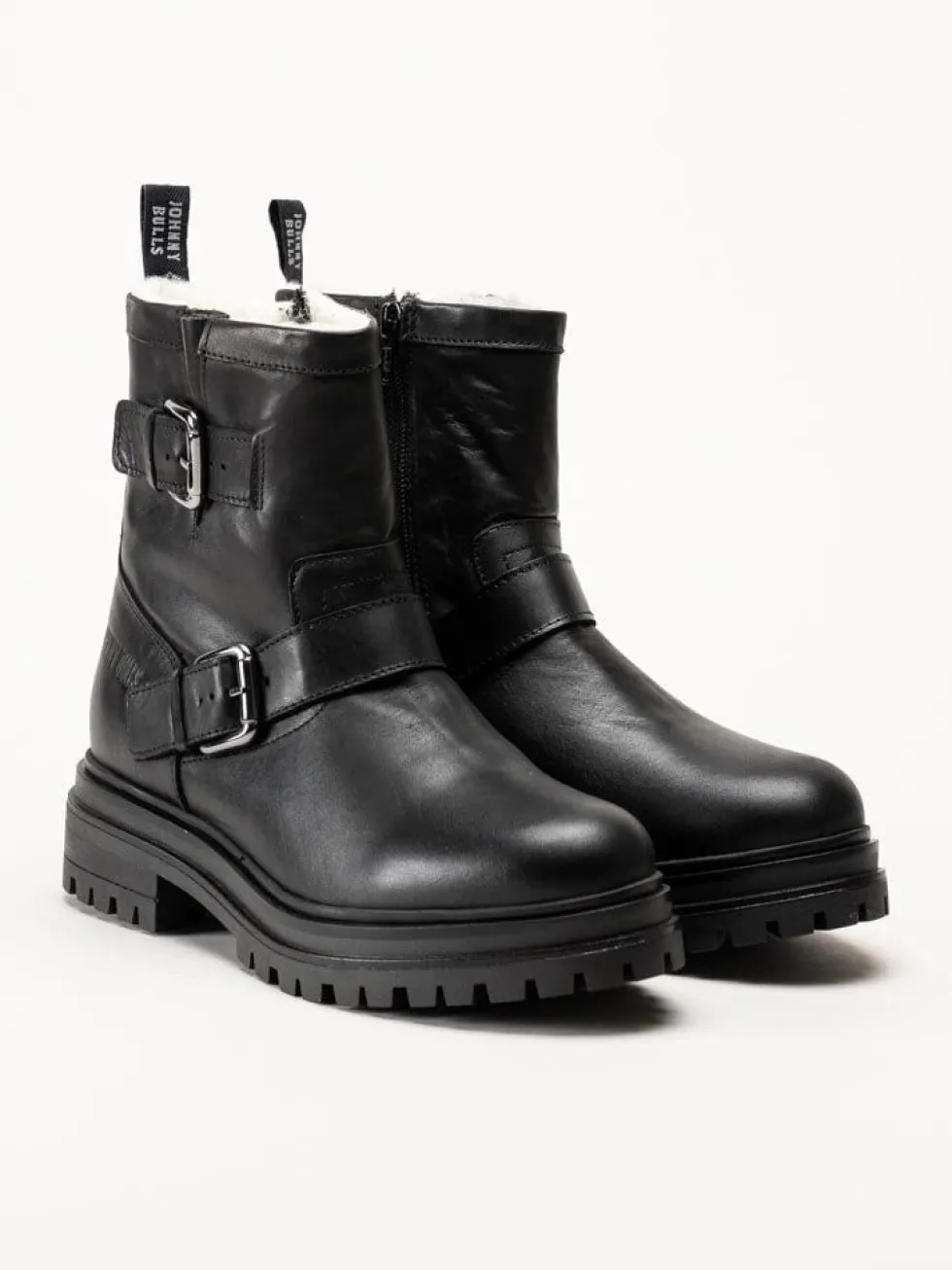 Johnny Bulls - Svarta ullfodrade boots i skinn