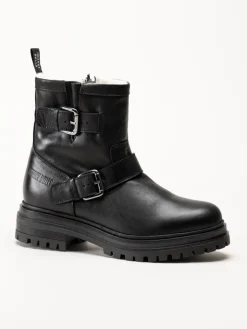 Johnny Bulls - Svarta ullfodrade boots i skinn