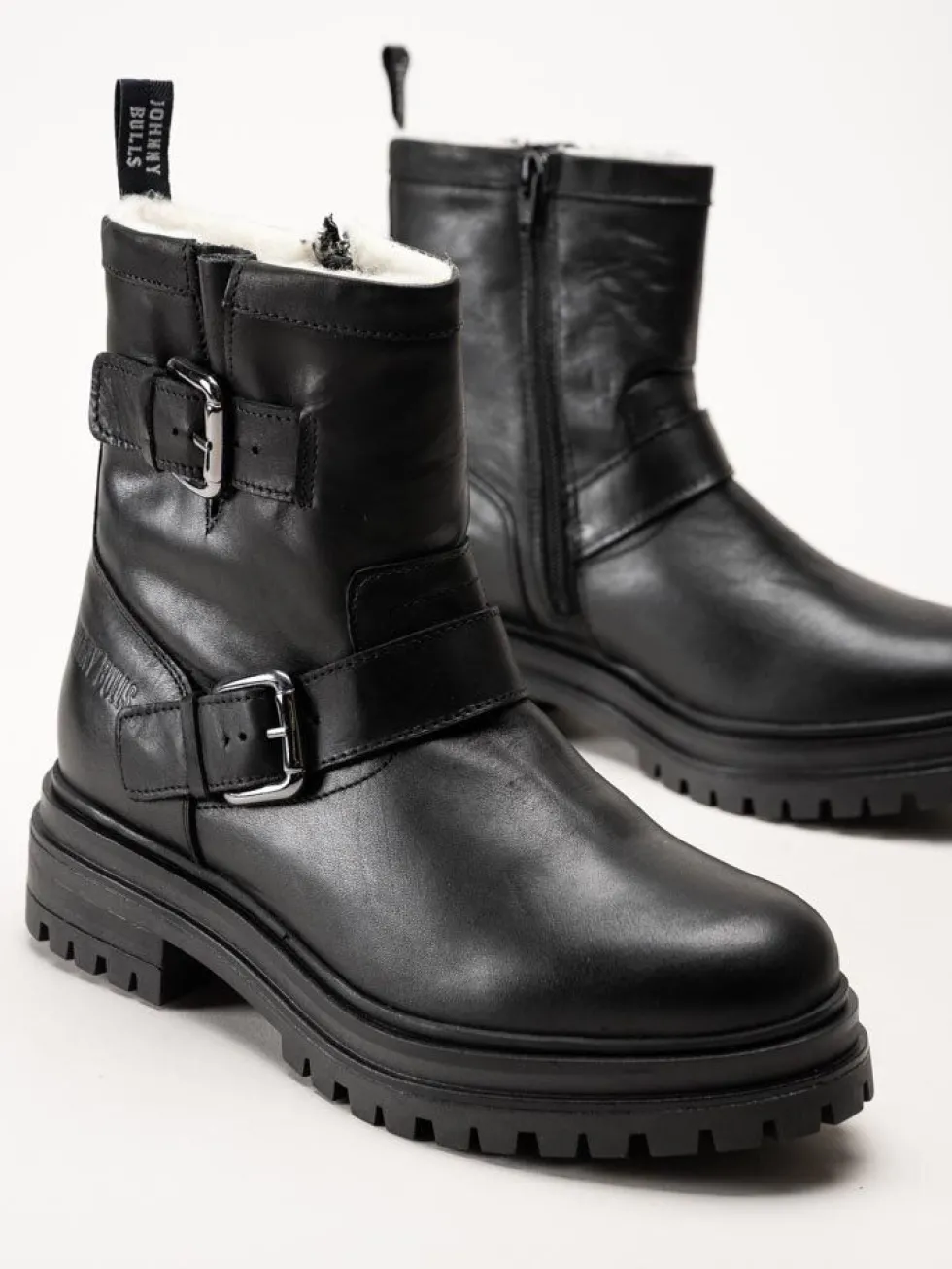 Johnny Bulls - Svarta ullfodrade boots i skinn
