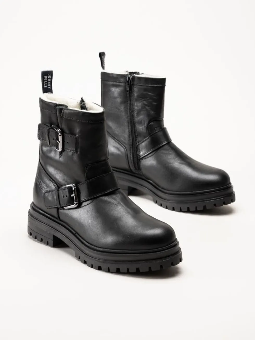 Johnny Bulls - Svarta ullfodrade boots i skinn