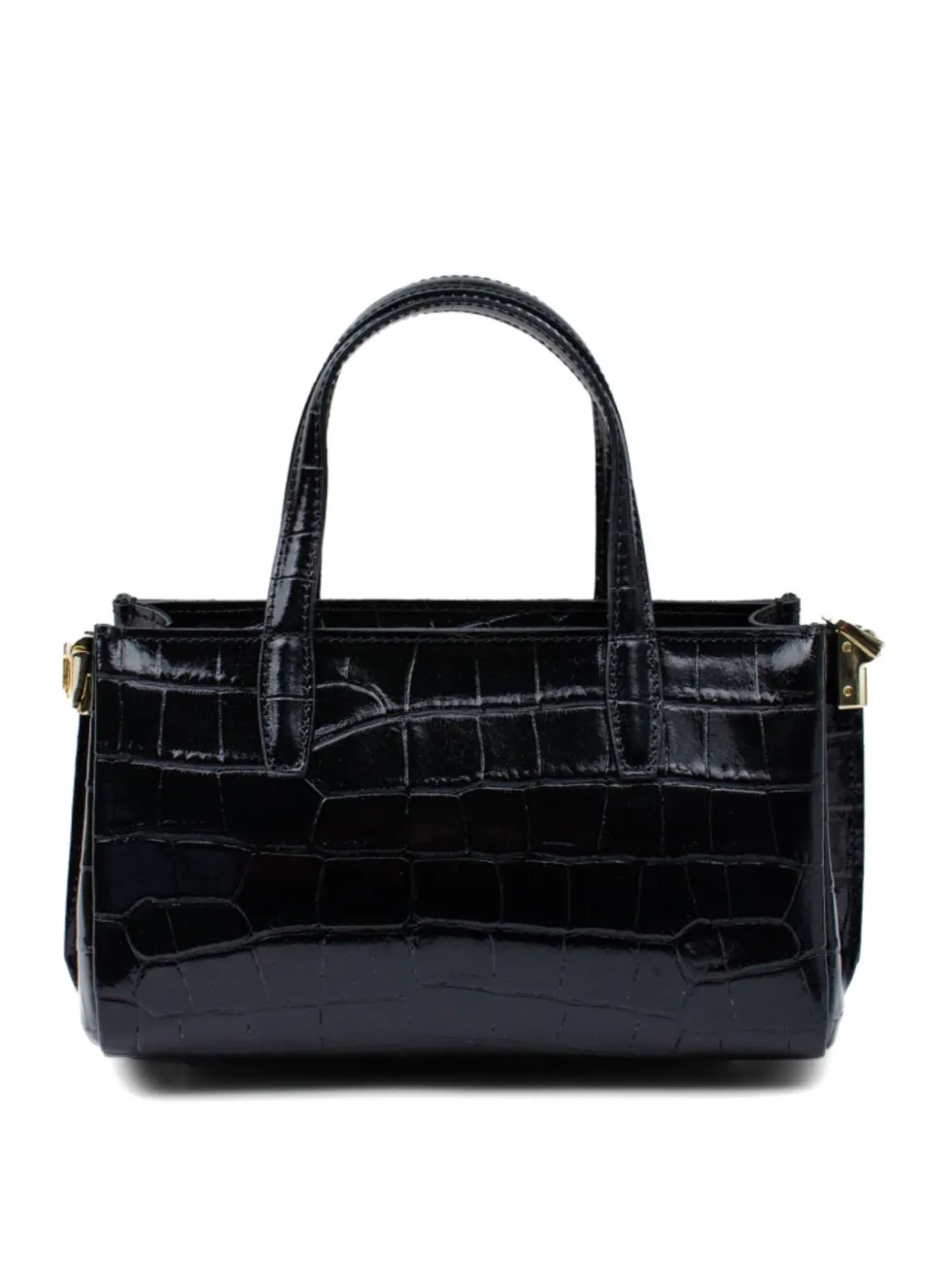 Latalia - Ancona bag croco - Svart blank väska med krokoprägling