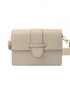Latalia - Atri - Ljusbeige elegant axelväska boxmodell i skinn