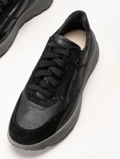 Legero - T4 Run - Svarta sportiga promenadskor i skinn