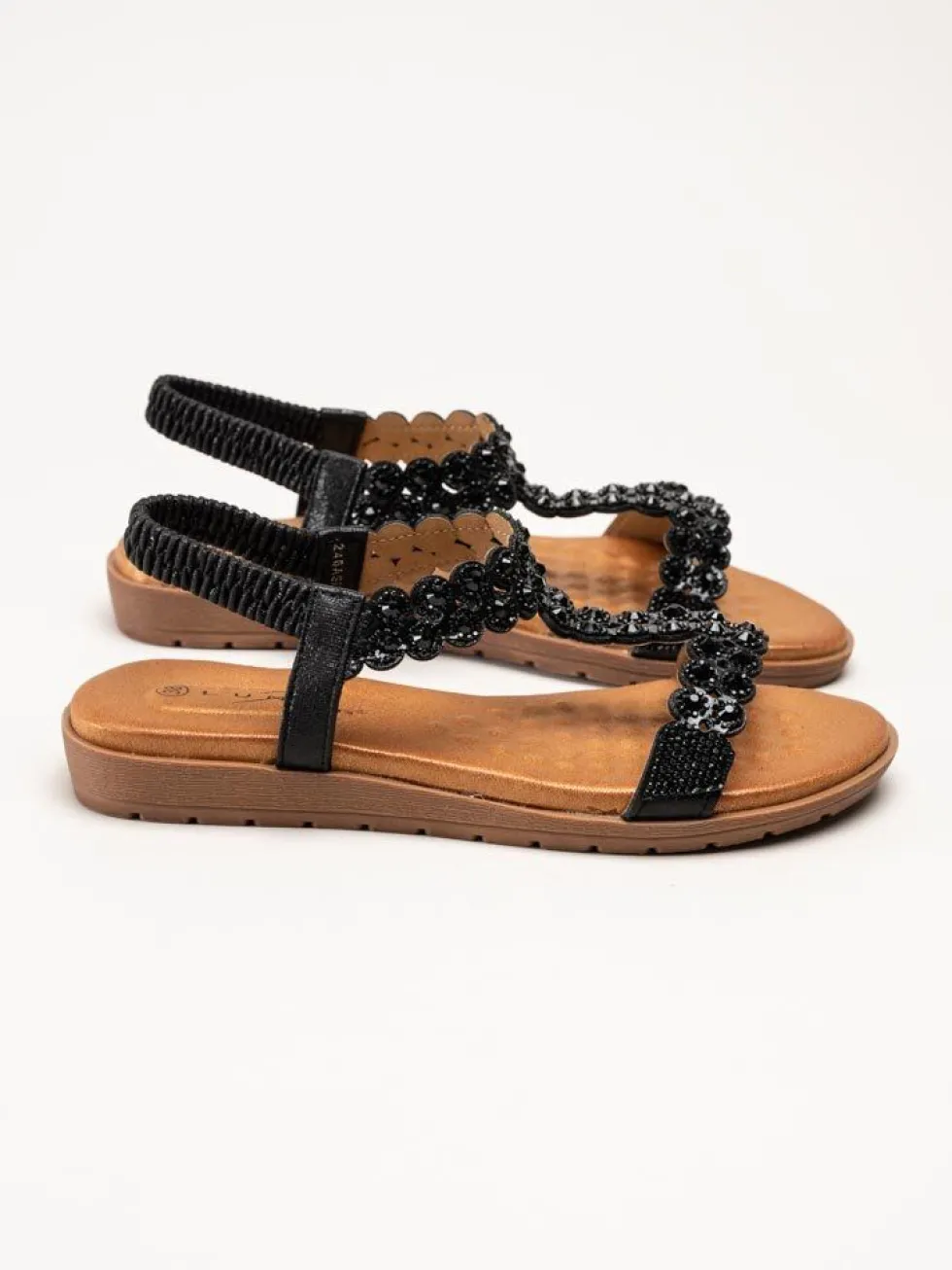 Lunar - Svarta sandaler med strass-stenar