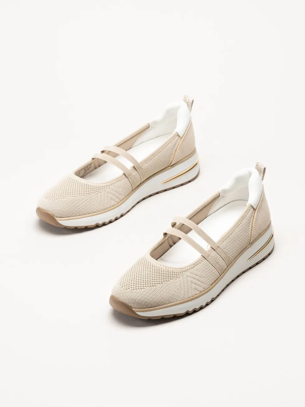 Marco Tozzi - Beige ballerinaskor i mesh