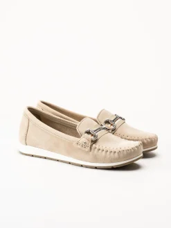 Marco Tozzi - Beige loafers i mocka
