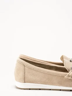 Marco Tozzi - Beige loafers i mocka