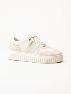 Marco Tozzi - Beige sneakers i skinnimitation
