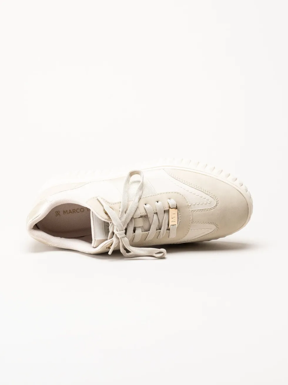 Marco Tozzi - Beige sneakers i skinnimitation