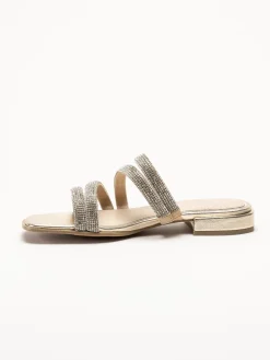Marco Tozzi - Guldfärgade sandaler med strass