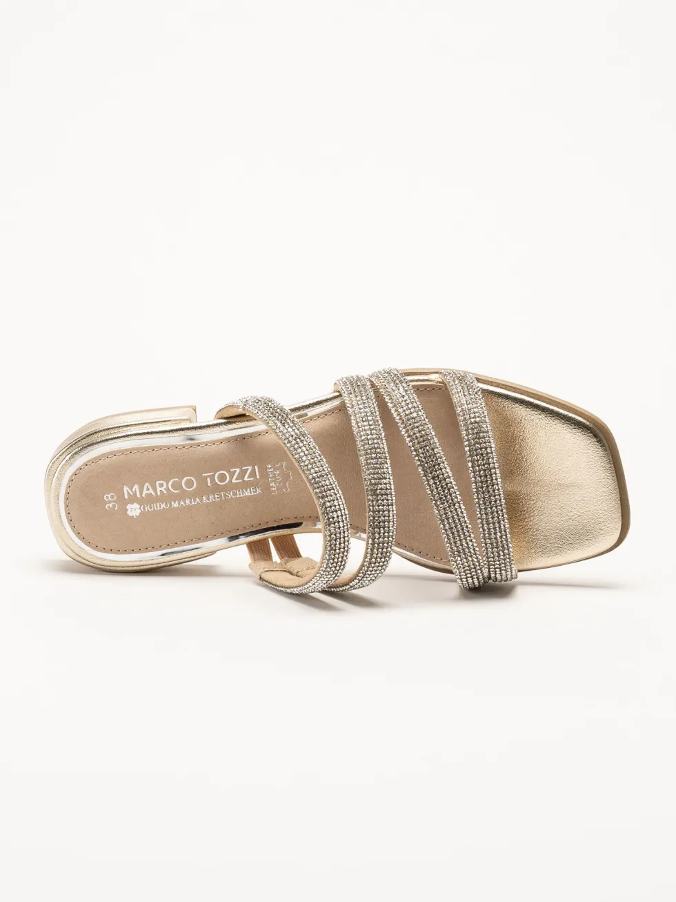 Marco Tozzi - Guldfärgade sandaler med strass