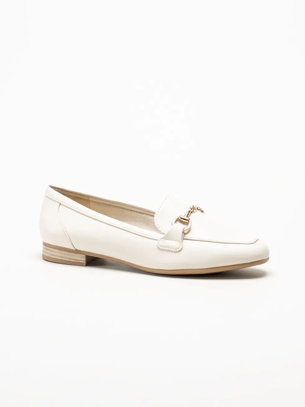 Marco Tozzi - Offwhite loafers i skinnimitation