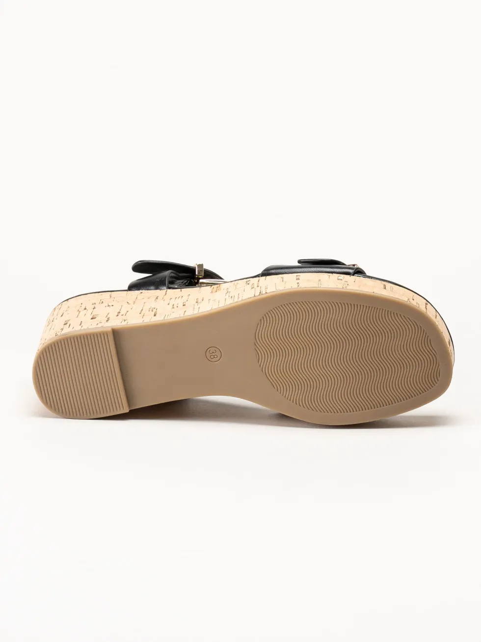 Marco Tozzi - Svarta kilsandaletter i skinnimitation