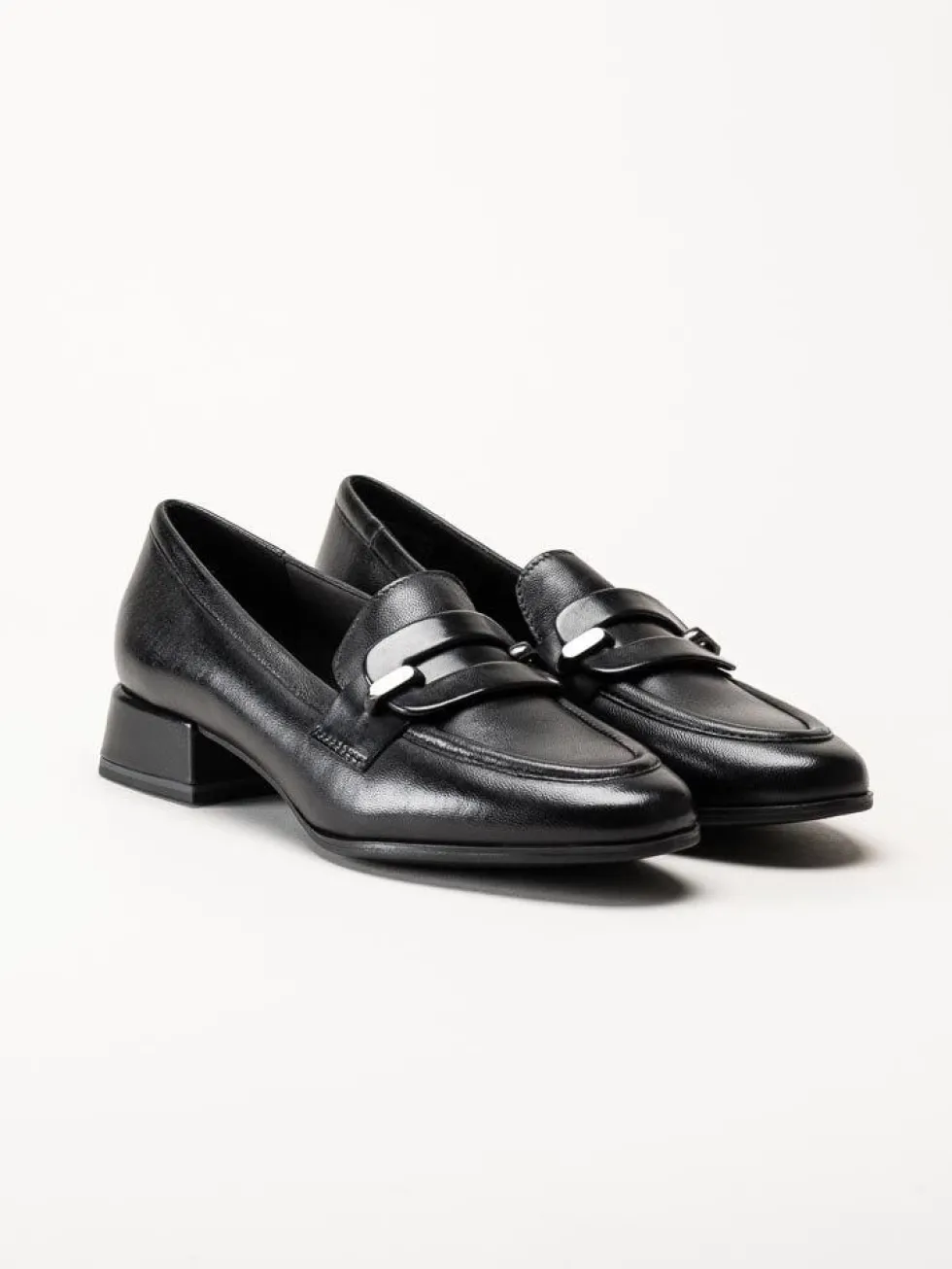 Marco Tozzi - Svarta loafers i skinn