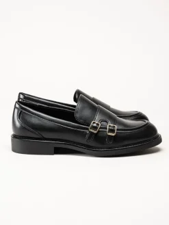 Marco Tozzi - Svarta loafers i skinnimitation