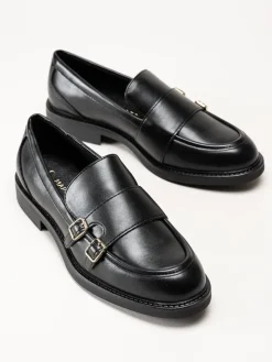 Marco Tozzi - Svarta loafers i skinnimitation