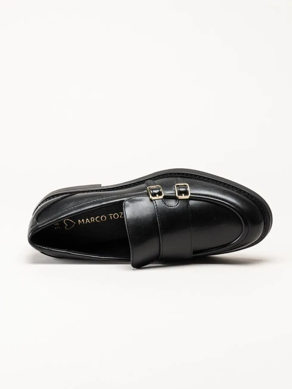 Marco Tozzi - Svarta loafers i skinnimitation