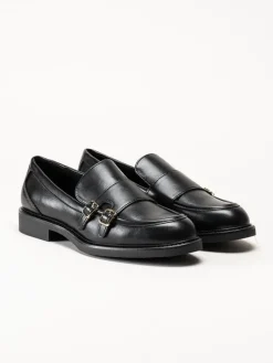 Marco Tozzi - Svarta loafers i skinnimitation