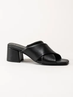 Marco Tozzi - Svarta mules i skinnimitation