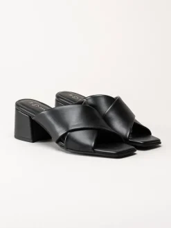Marco Tozzi - Svarta mules i skinnimitation