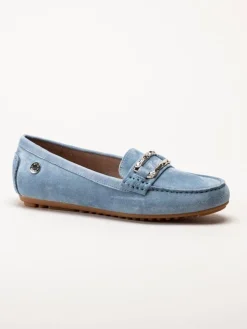 Novita - Parma - Ljusblå loafers med silverfärgat spänne