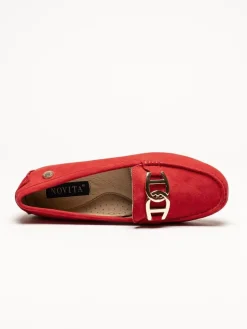 Novita - Parma - Röda loafers i mocka