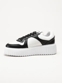 Philip Hog - Nina - Svart-vita platåsneakers i skinn