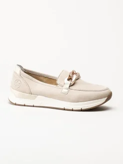 Rieker - Beige loafers i mocka