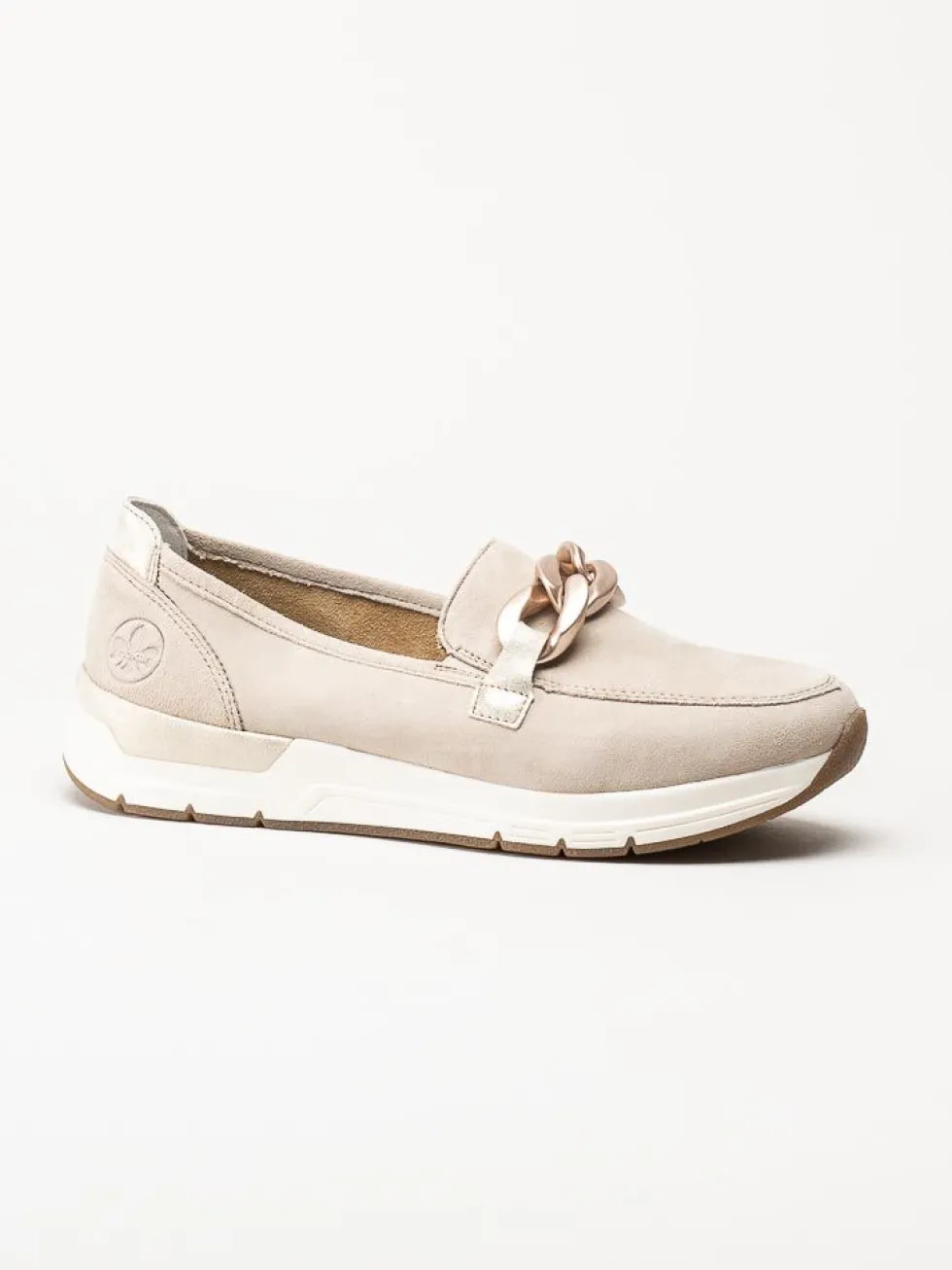 Rieker - Beige loafers i mocka