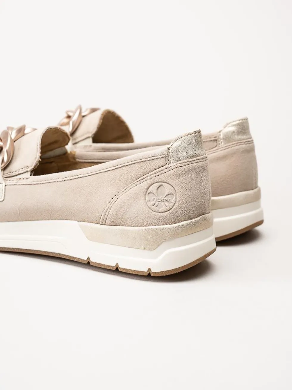 Rieker - Beige loafers i mocka