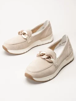 Rieker - Beige loafers i mocka