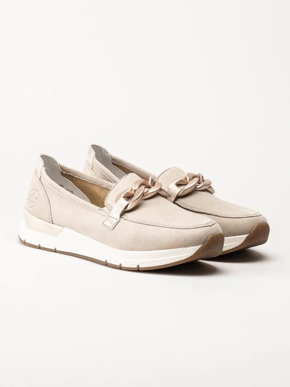 Rieker - Beige loafers i mocka