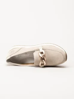 Rieker - Beige loafers i mocka