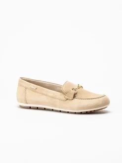 Rieker - Beige loafers i mocka