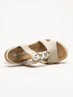 Rieker - Beige sandaletter med kilklack
