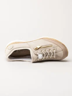 Rieker - Beige slip on skor i mocka