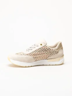 Rieker - Beige sneakers i textil